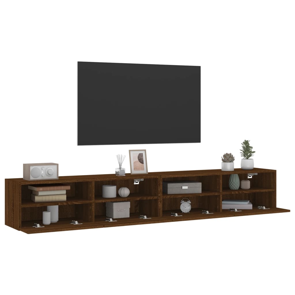 vidaXL Muebles de pared para TV 2 uds madera roble marrón 100x30x30 cm