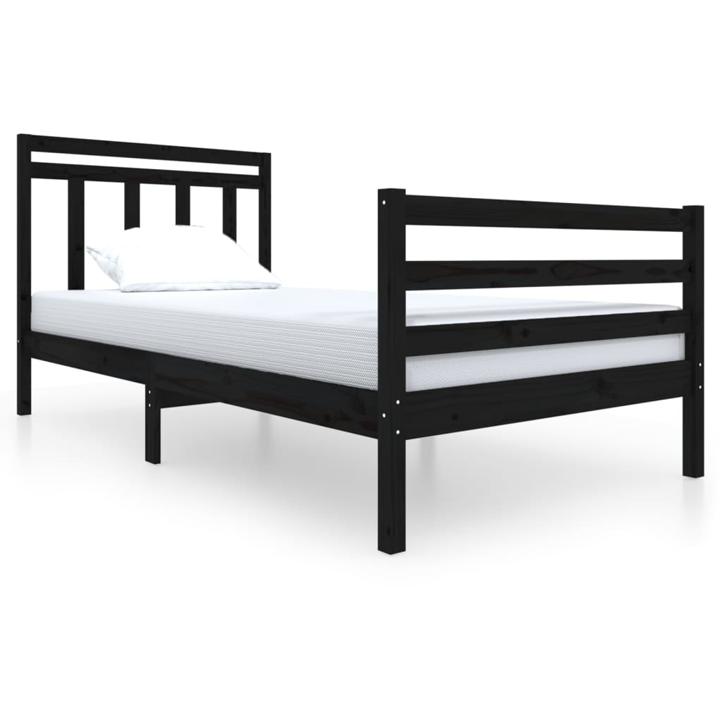 vidaXL Estructura de cama madera maciza negra 100x200 cm