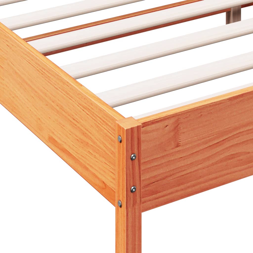 vidaXL Cama sin colchón madera maciza de pino marrón cera 120x200 cm