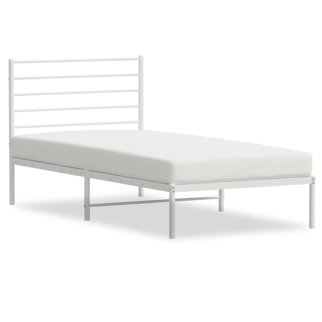 vidaXL Estructura cama sin colchón con cabecero metal blanco 90x200 cm