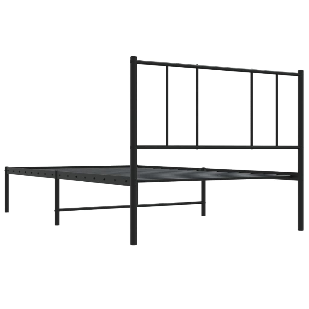 vidaXL Estructura cama sin colchón con cabecero metal negro 75x190 cm