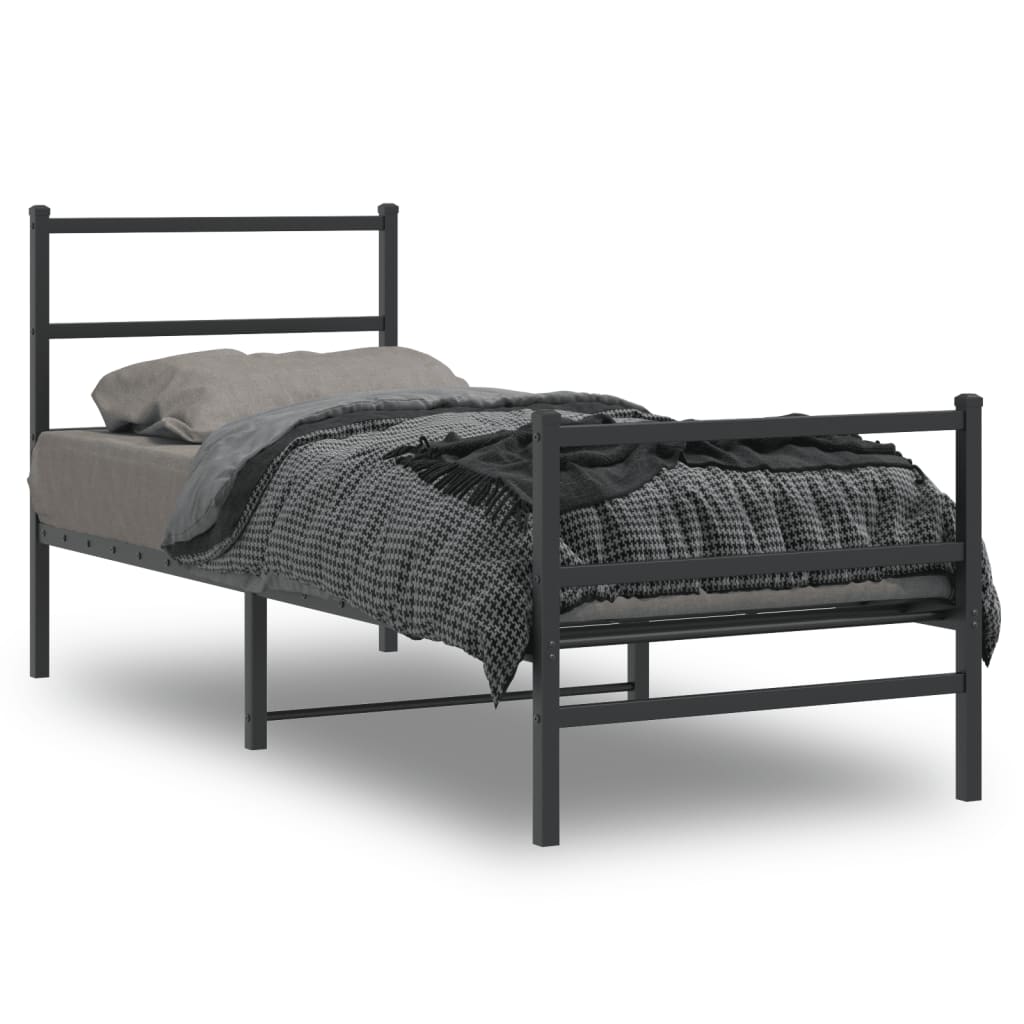 vidaXL Estructura cama sin colchón con estribo metal negro 75x190 cm