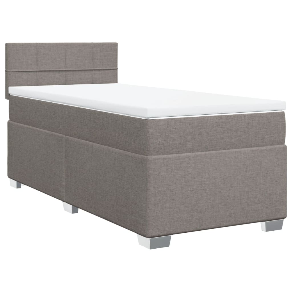 vidaXL Cama box spring con colchón tela gris taupe 80x200 cm