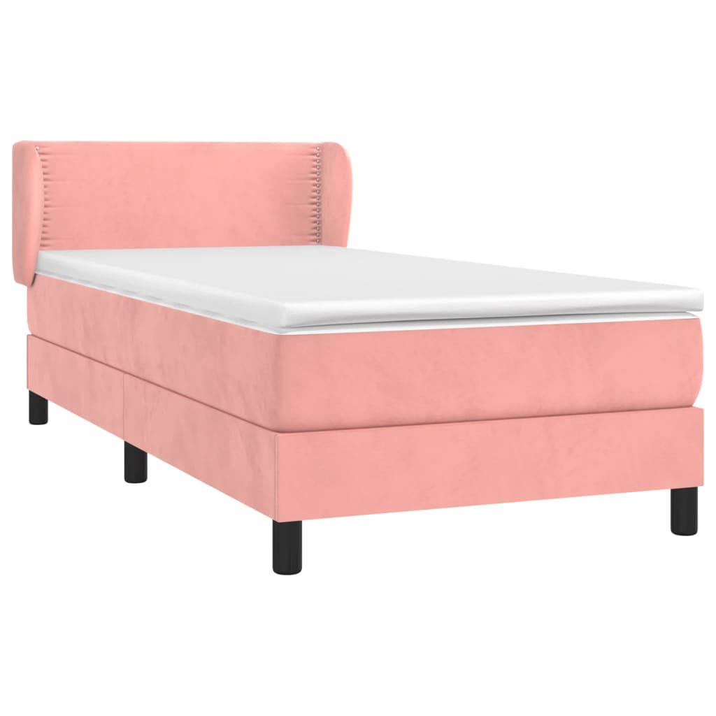 vidaXL Cama box spring con colchón terciopelo rosa 100x200 cm