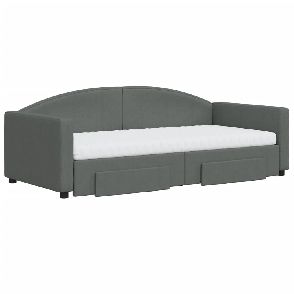 vidaXL Sofá cama nido con cajones tela gris oscuro 90x190 cm