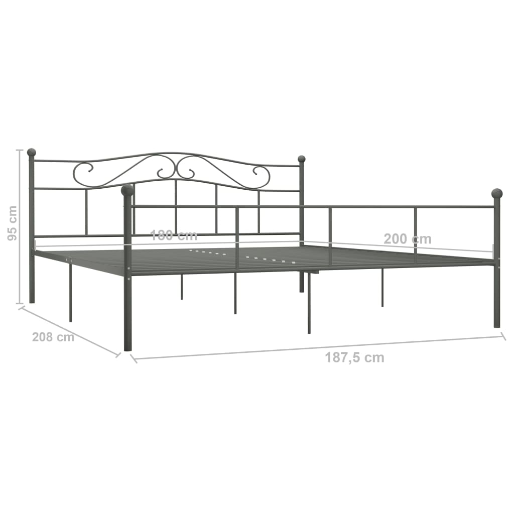 vidaXL Estructura de cama sin colchón metal gris 180x200 cm