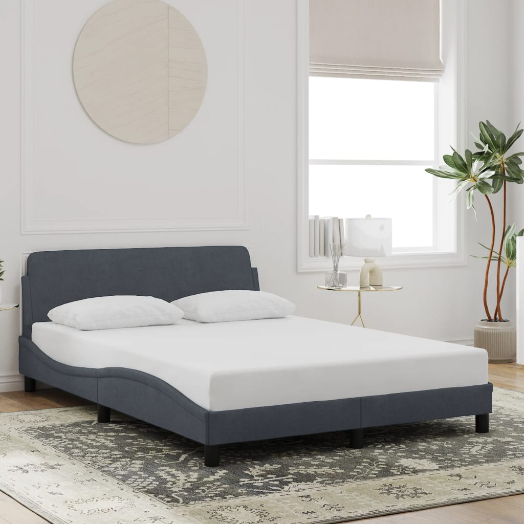 vidaXL Estructura de cama sin colchón terciopelo gris oscuro 140x190cm