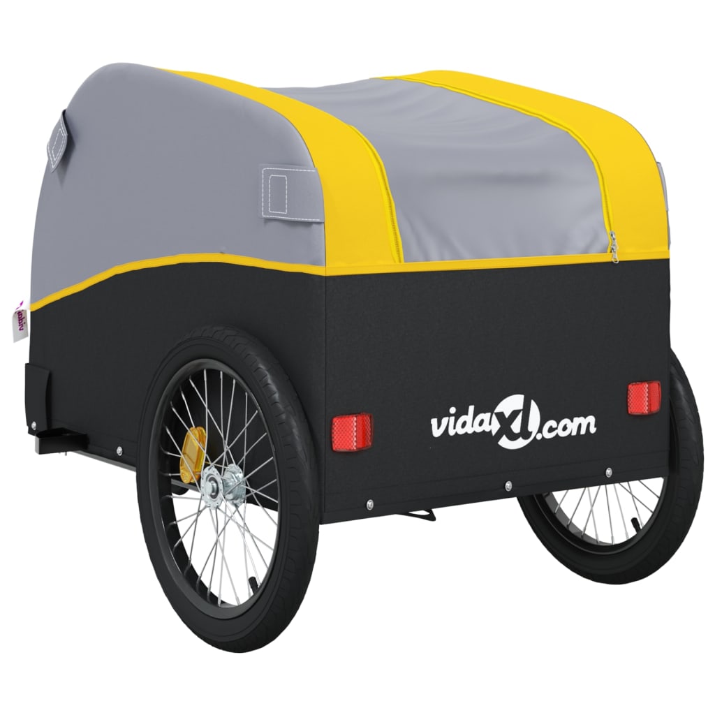 vidaXL Remolque para bicicleta hierro negro y amarillo 45 kg