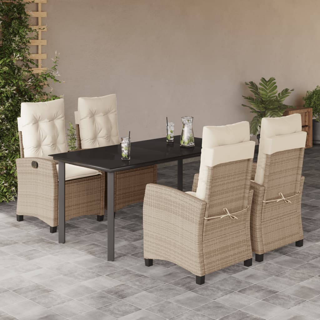 vidaXL Set comedor de jardín 5 pzas con cojines ratán sintético beige