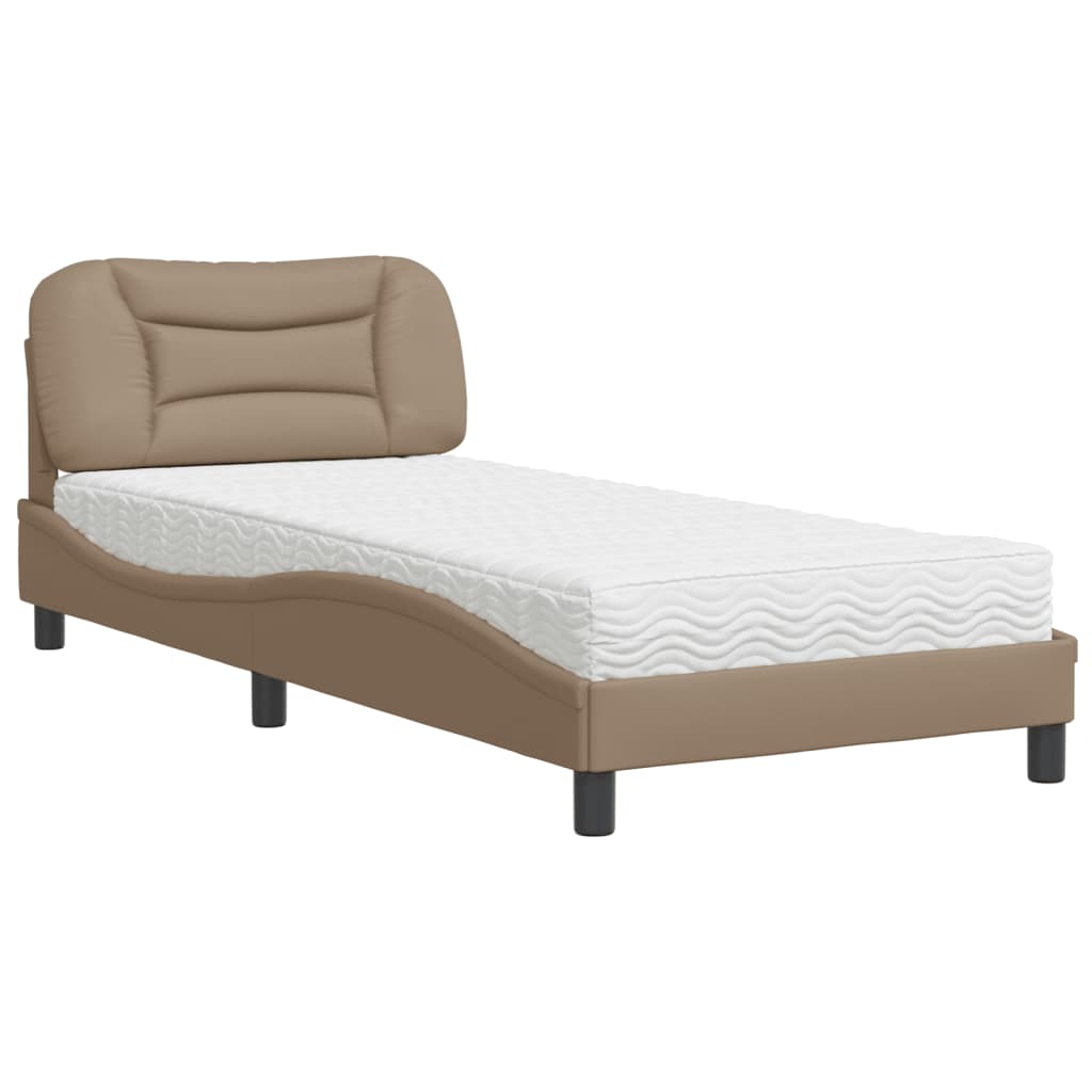 vidaXL Cama con colchón cuero sintético capuchino 80x200 cm