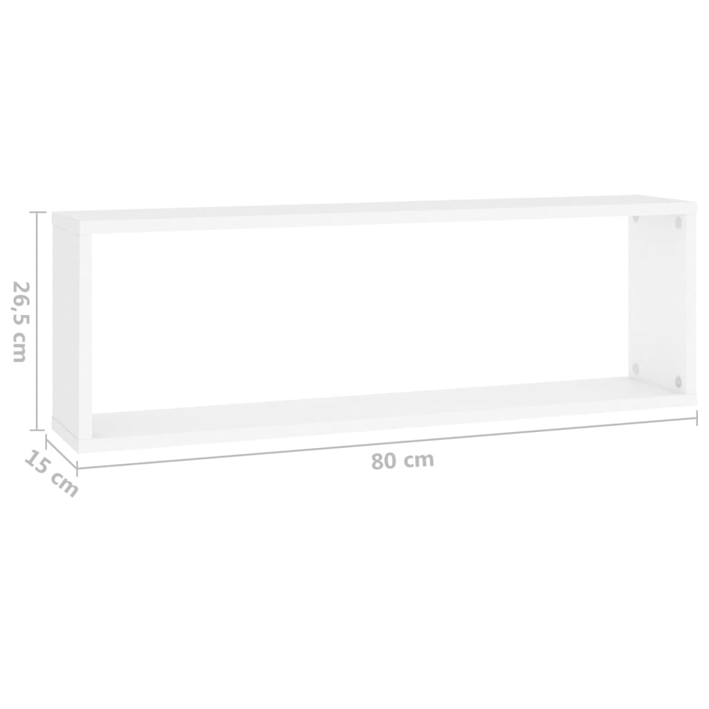 vidaXL Estantes cubo de pared 2 uds contrachapado blanco 80x15x26,5 cm