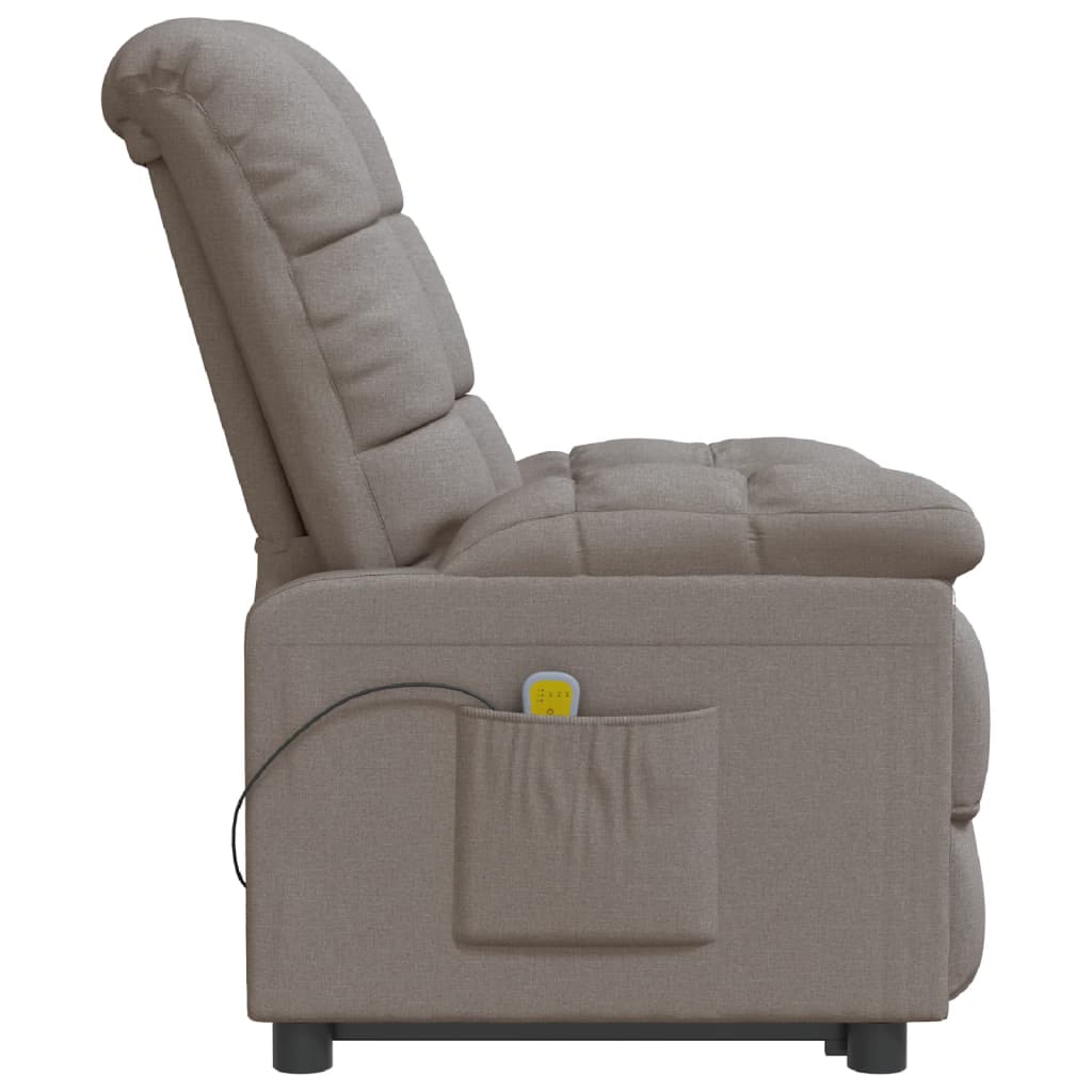 vidaXL Sillón de masaje reclinable de tela gris taupé