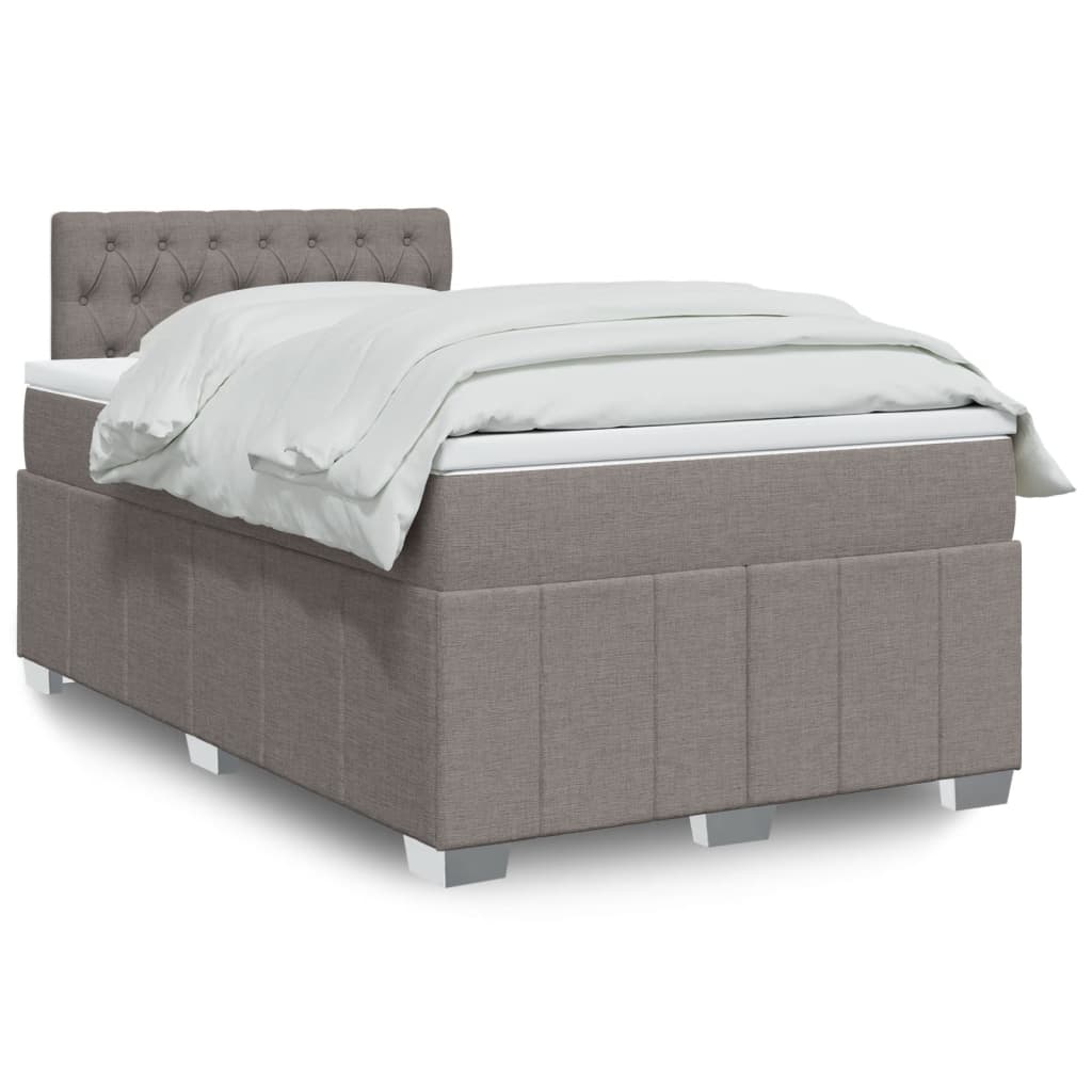 vidaXL Cama box spring con colchón tela gris taupe 120x200 cm