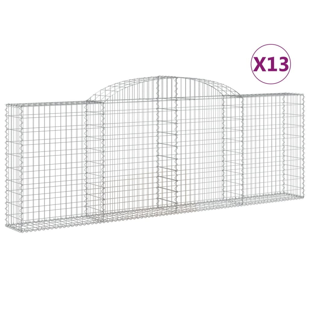 vidaXL Cestas de gaviones 13 uds forma arco hierro 300x30x100/120 cm