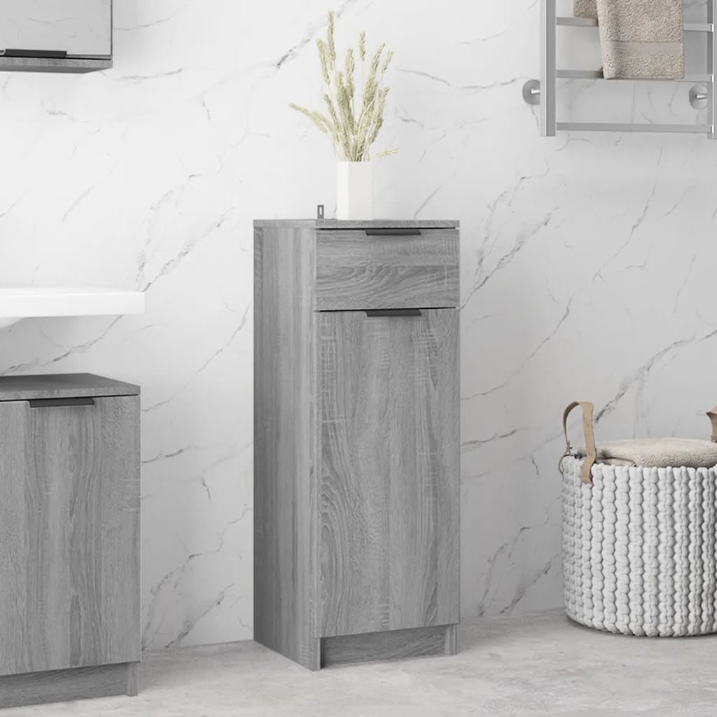 vidaXL Armario de baño madera contrachapada gris Sonoma 32x34x90 cm