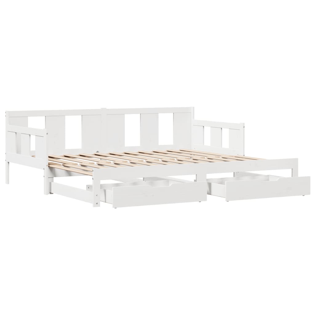 vidaXL Sofá cama nido con cajones madera maciza pino blanca 80x200 cm