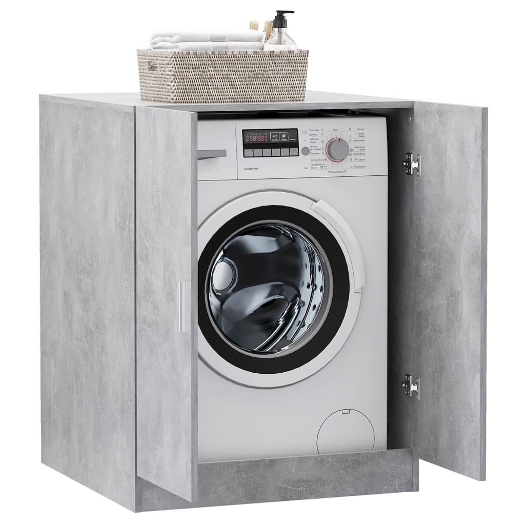 vidaXL Armario de lavadero, armario para lavadora y secadora  con estantes, gabinete de inodoro, estante de lavadora para baño y cocina,  madera de ingeniería gris