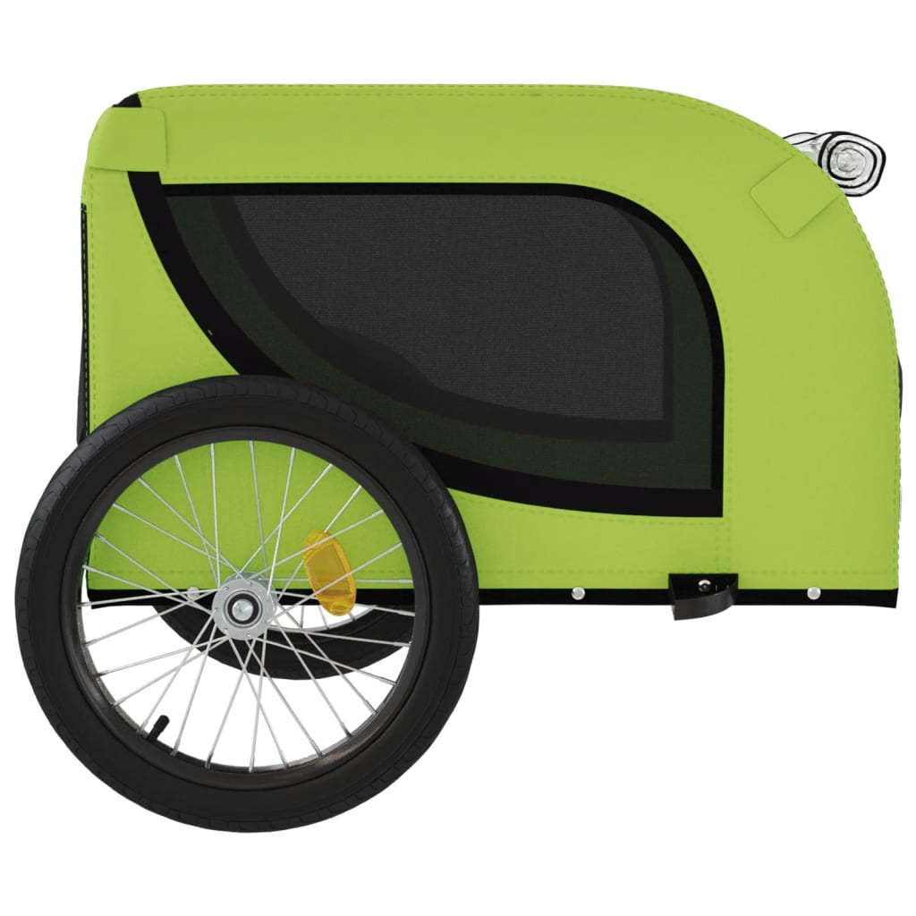 vidaXL Remolque de bicicleta mascotas hierro tela Oxford verde negro