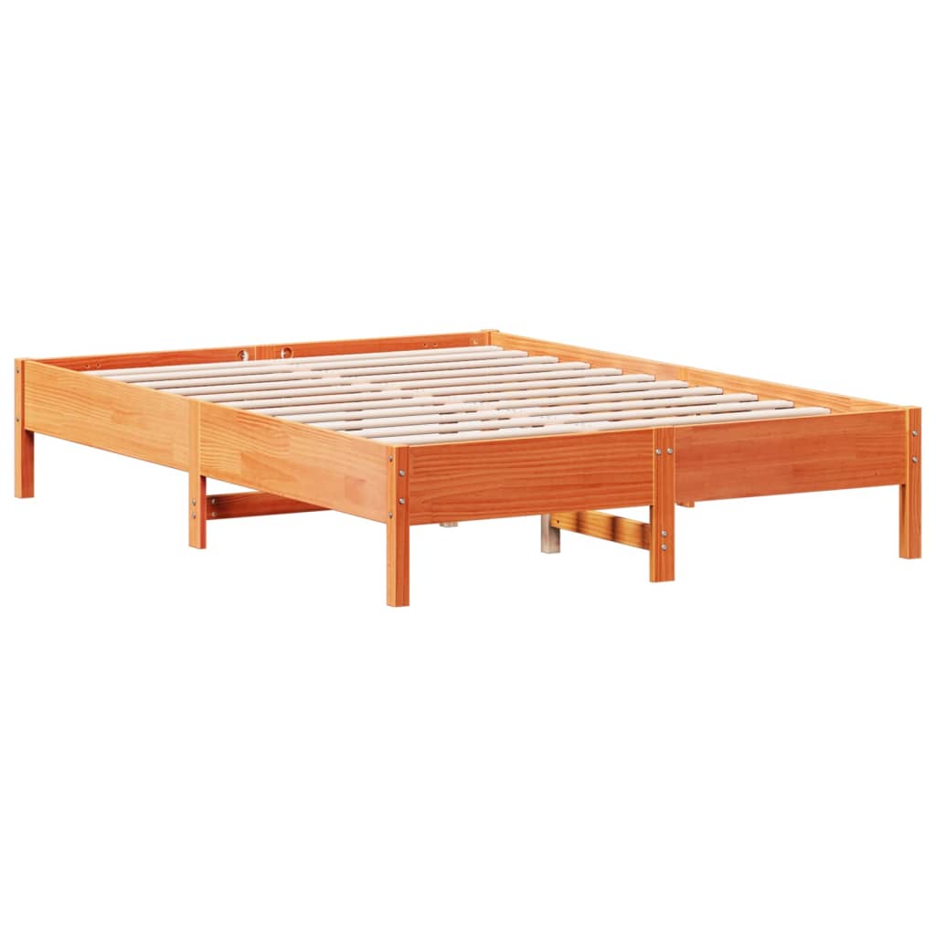 vidaXL Cama sin colchón madera maciza de pino marrón cera 120x200 cm