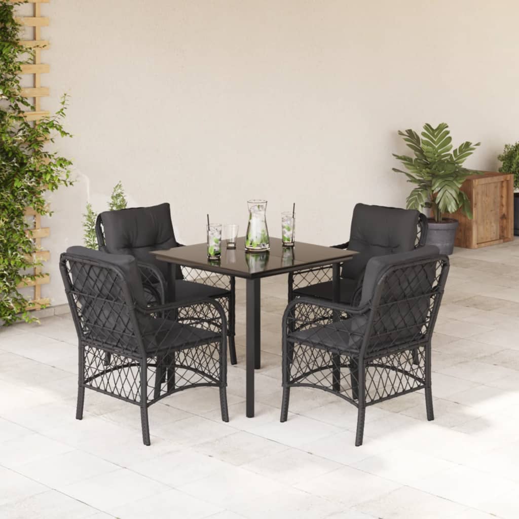 vidaXL Set de muebles jardín 5 pzas con cojines ratán sintético negro