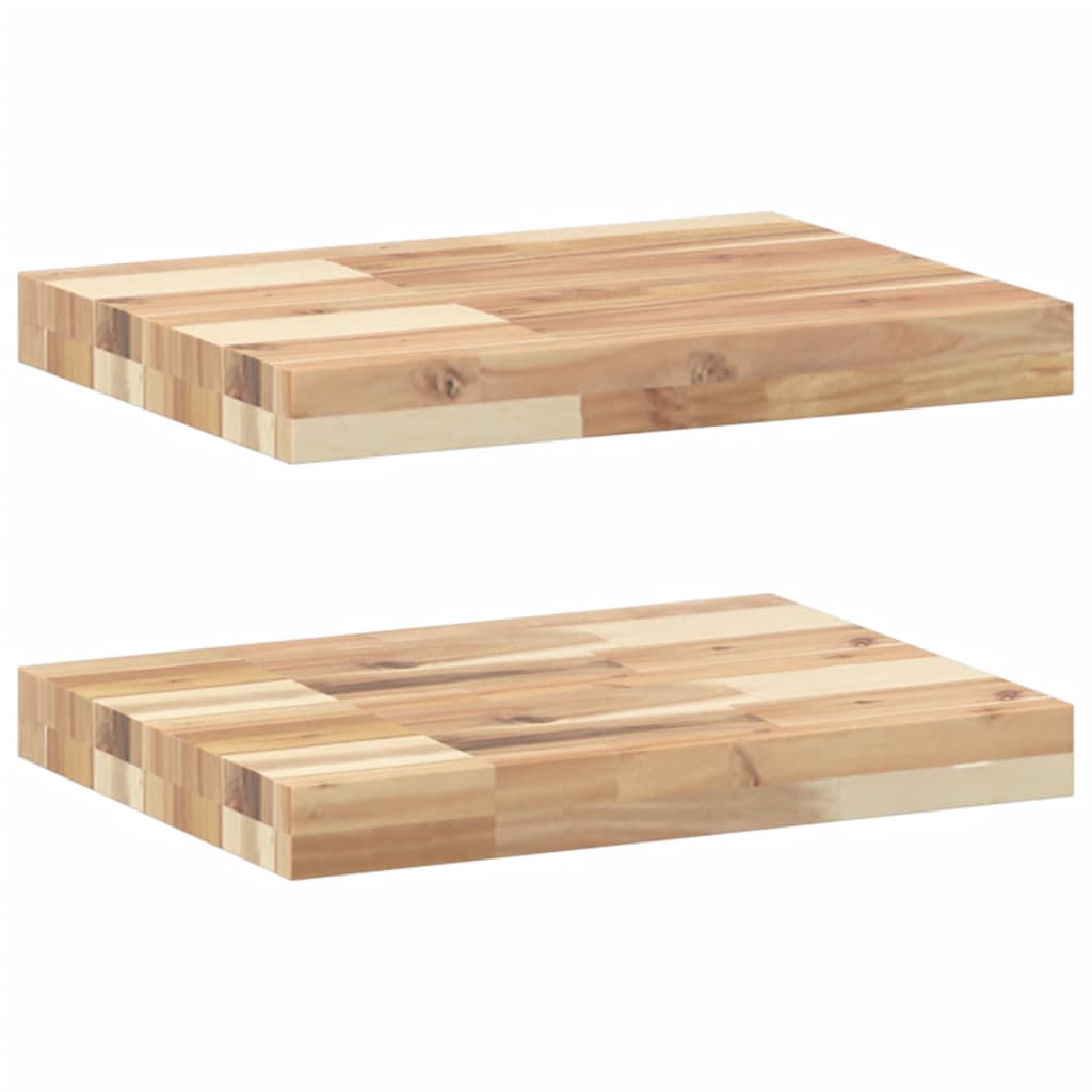 vidaXL Estantes flotantes 2 uds madera acacia sin tratar 60x30x4 cm