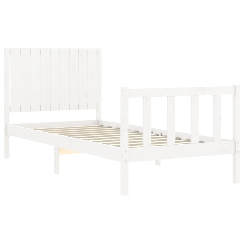 vidaXL Estructura de cama con cabecero madera maciza blanco 90x200 cm