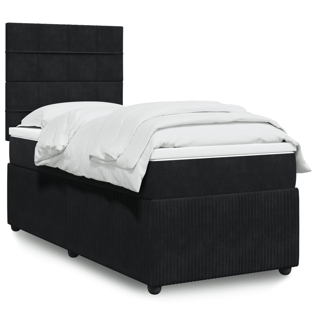 vidaXL Cama box spring con colchón cuero sintético negro 90x190 cm