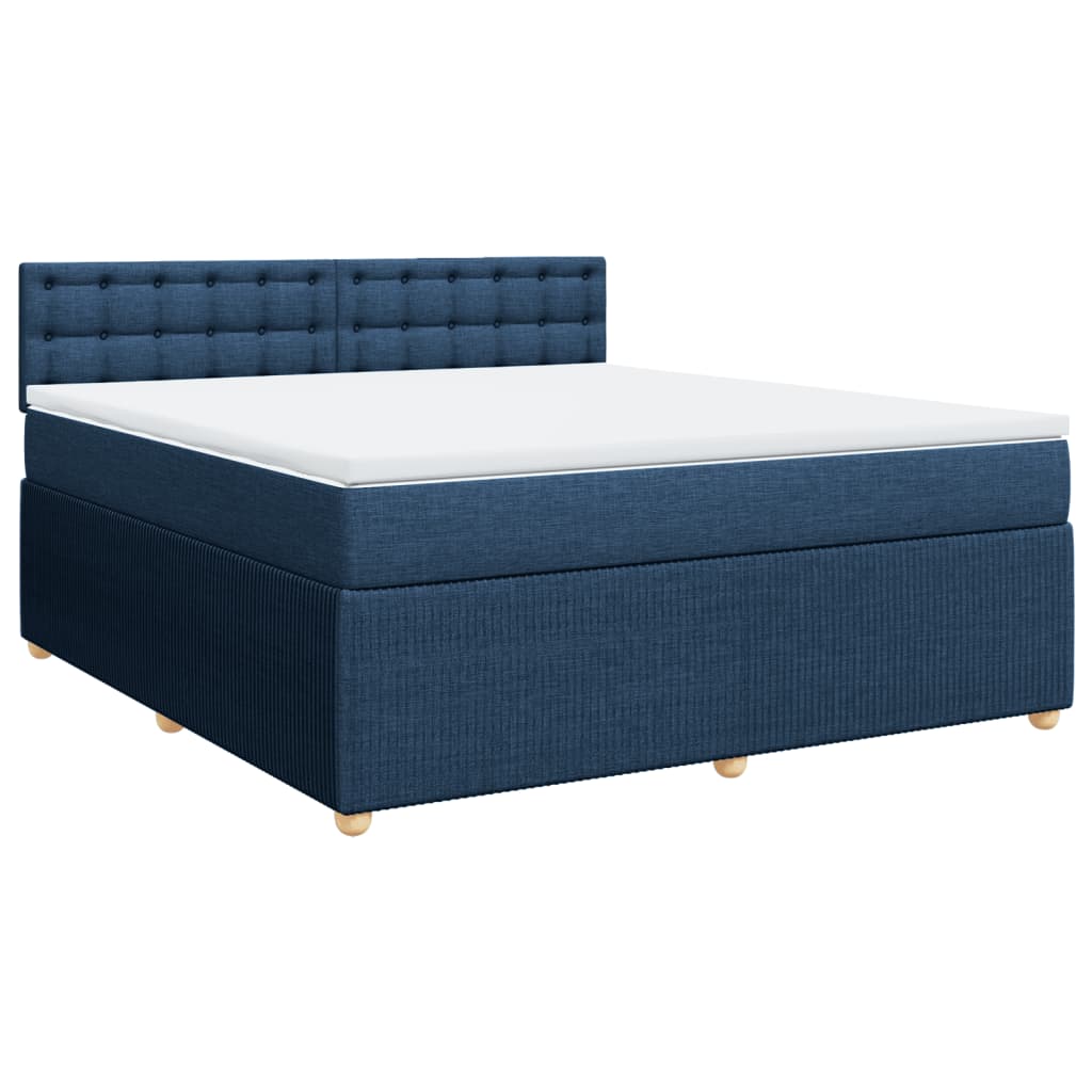 vidaXL Cama box spring con colchón tela azul 180x200 cm