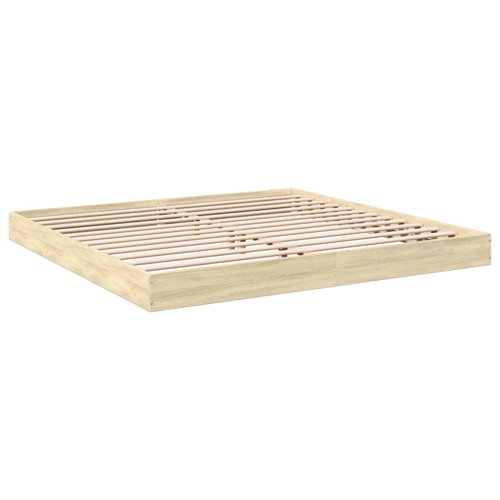 vidaXL Estructura de cama madera de ingeniería roble Sonoma 200x200 cm