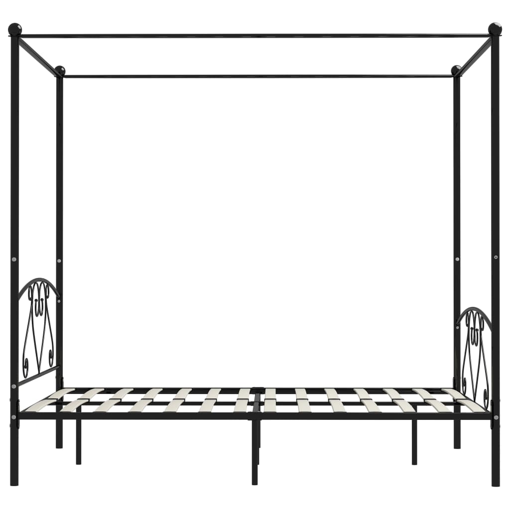 vidaXL Estructura cama con dosel sin colchón metal negro 140x200 cm