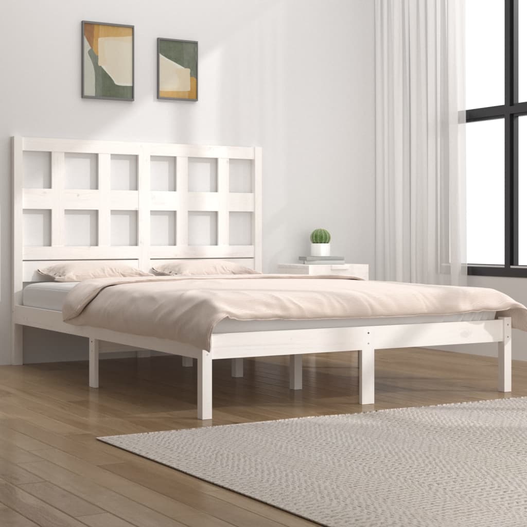 vidaXL Estructura de cama madera maciza de pino blanca 120x200 cm