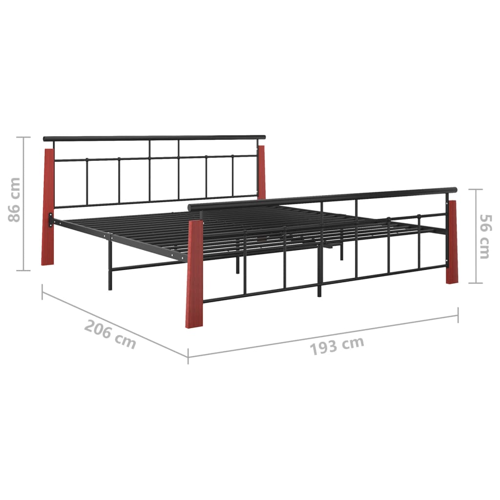 vidaXL Estructura de cama sin colchón metal madera de roble 180x200 cm