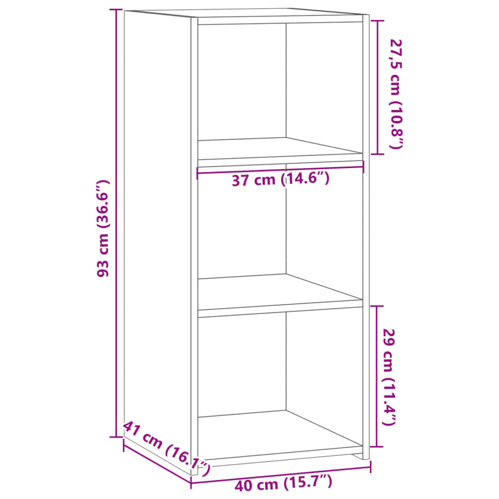 vidaXL Aparador de madera de ingeniería negro 40x41x93 cm