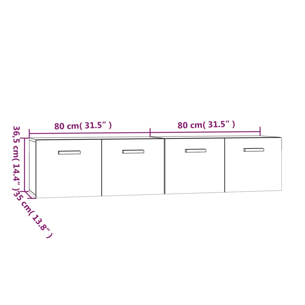 vidaXL Armarios pared 2 uds contrachapada roble ahumado 80x35x36,5 cm