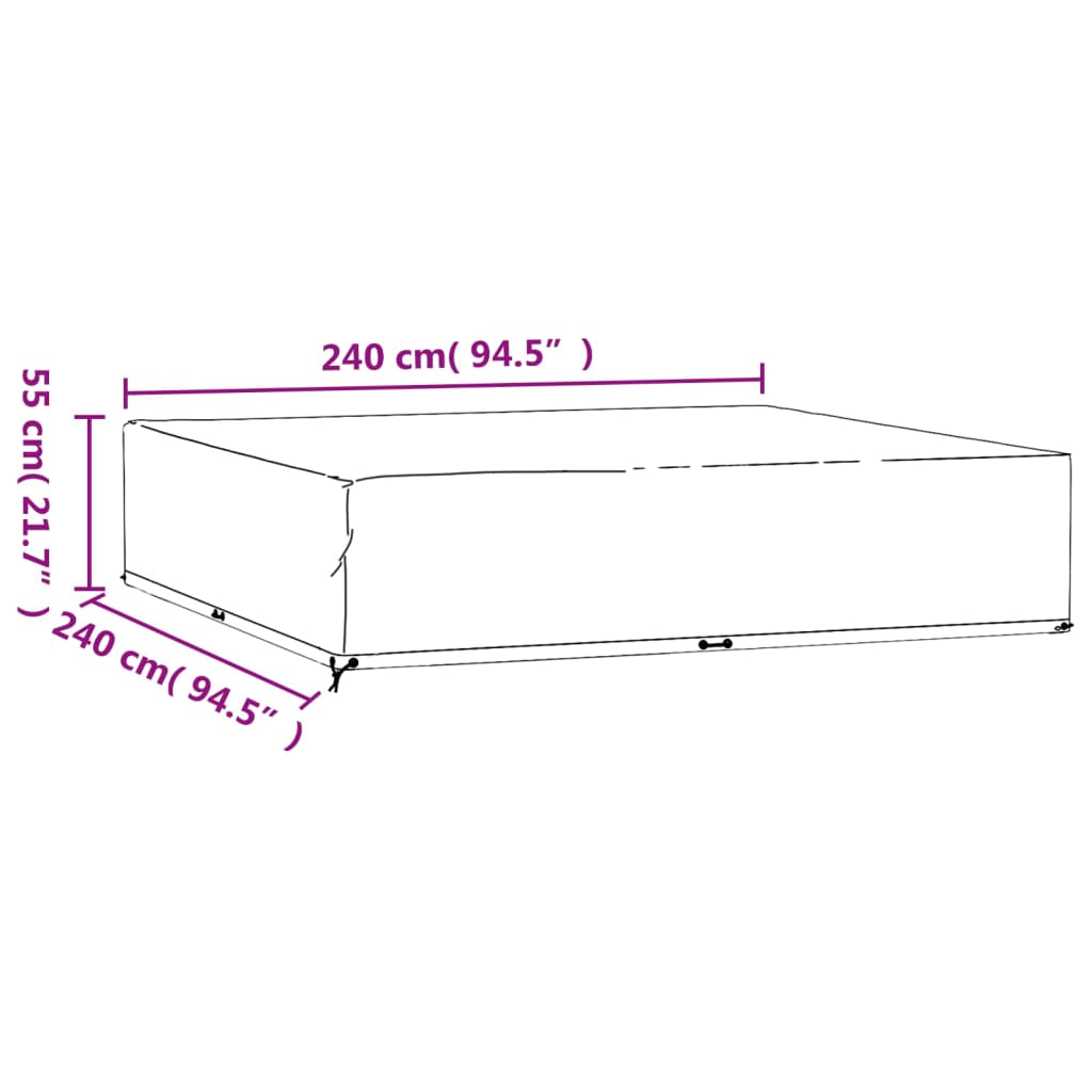 vidaXL Funda para muebles de jardín 16 ojales cuadrada 240x240x55 cm