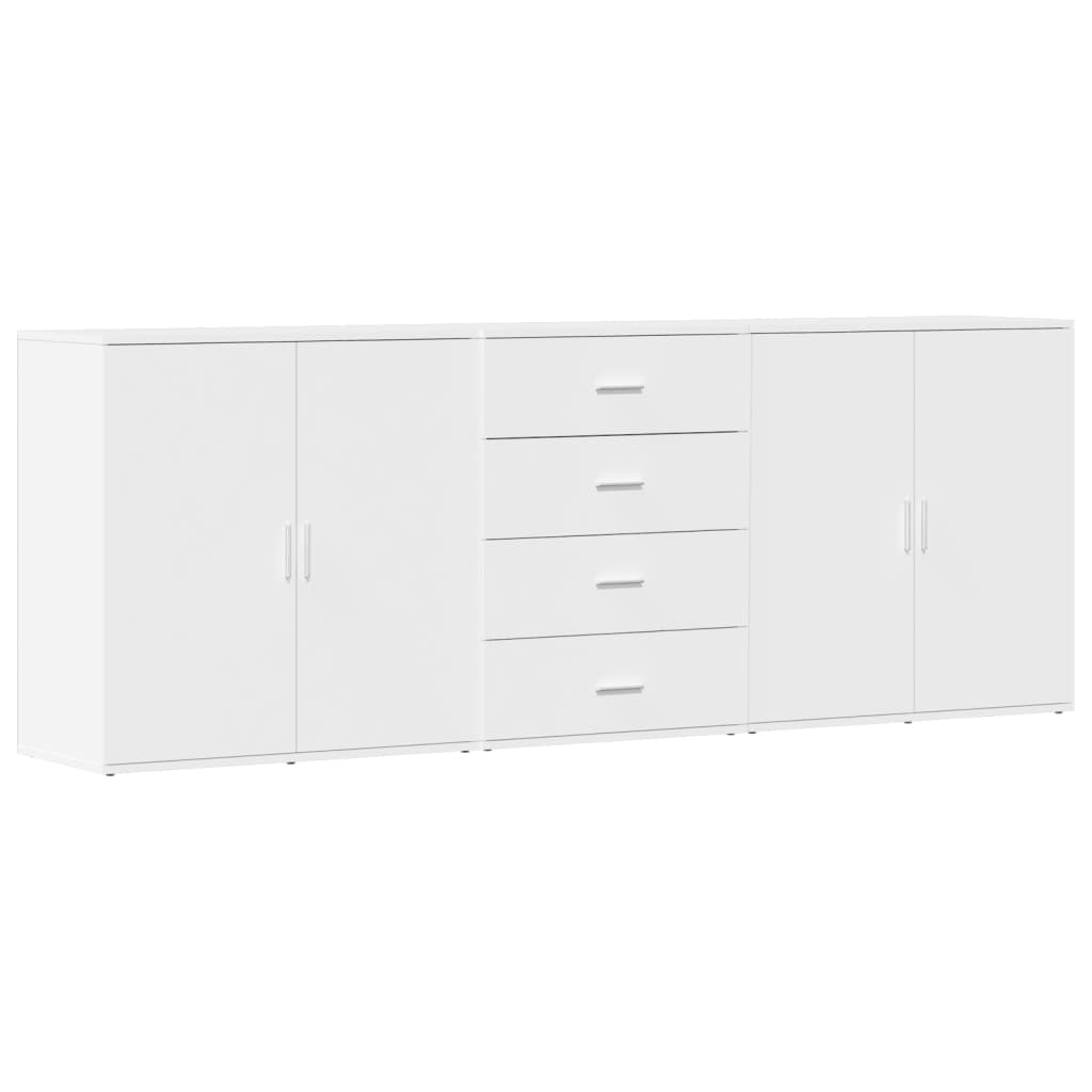 vidaXL Aparadores 3 uds madera contrachapada blanco