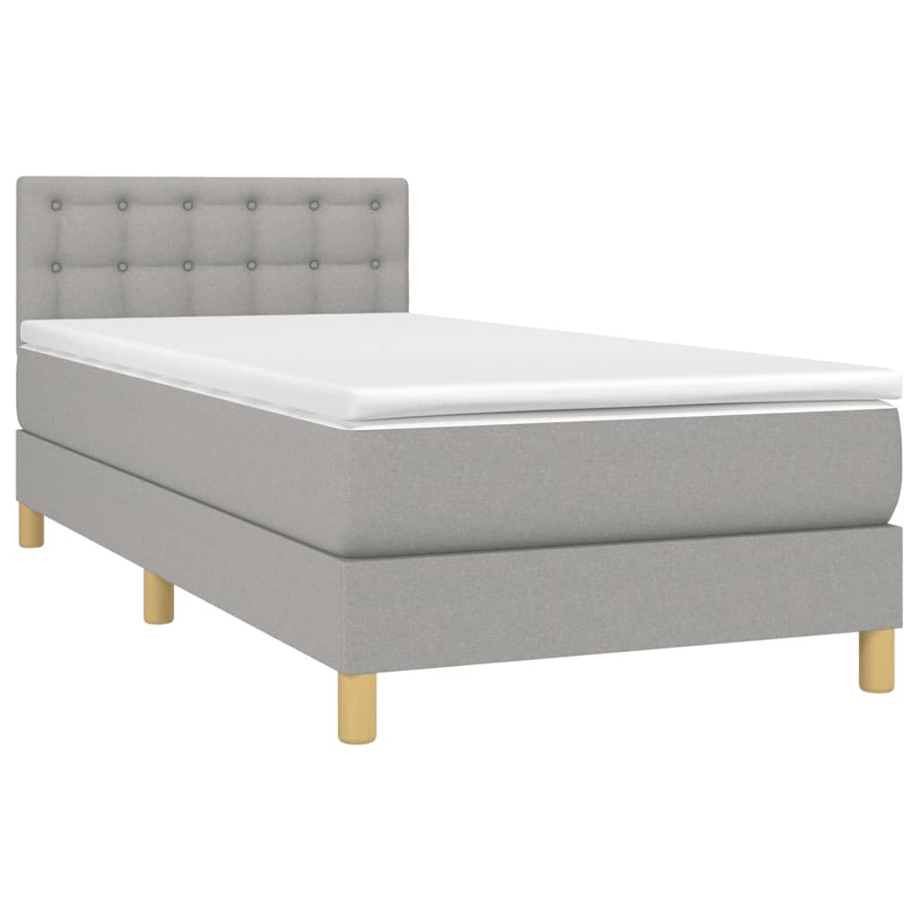 vidaXL Cama box spring con colchón tela gris claro 90x190 cm