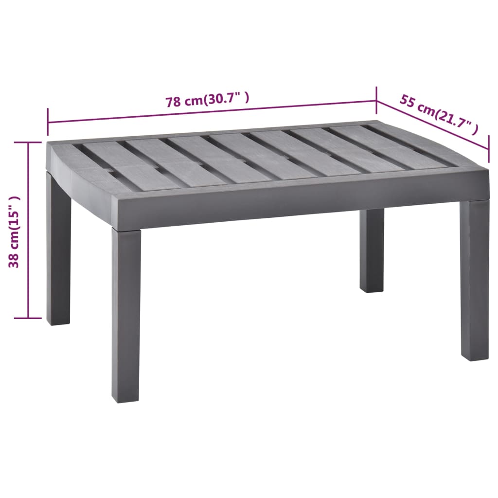 vidaXL Mesa de jardín de plástico moca 78x55x38 cm