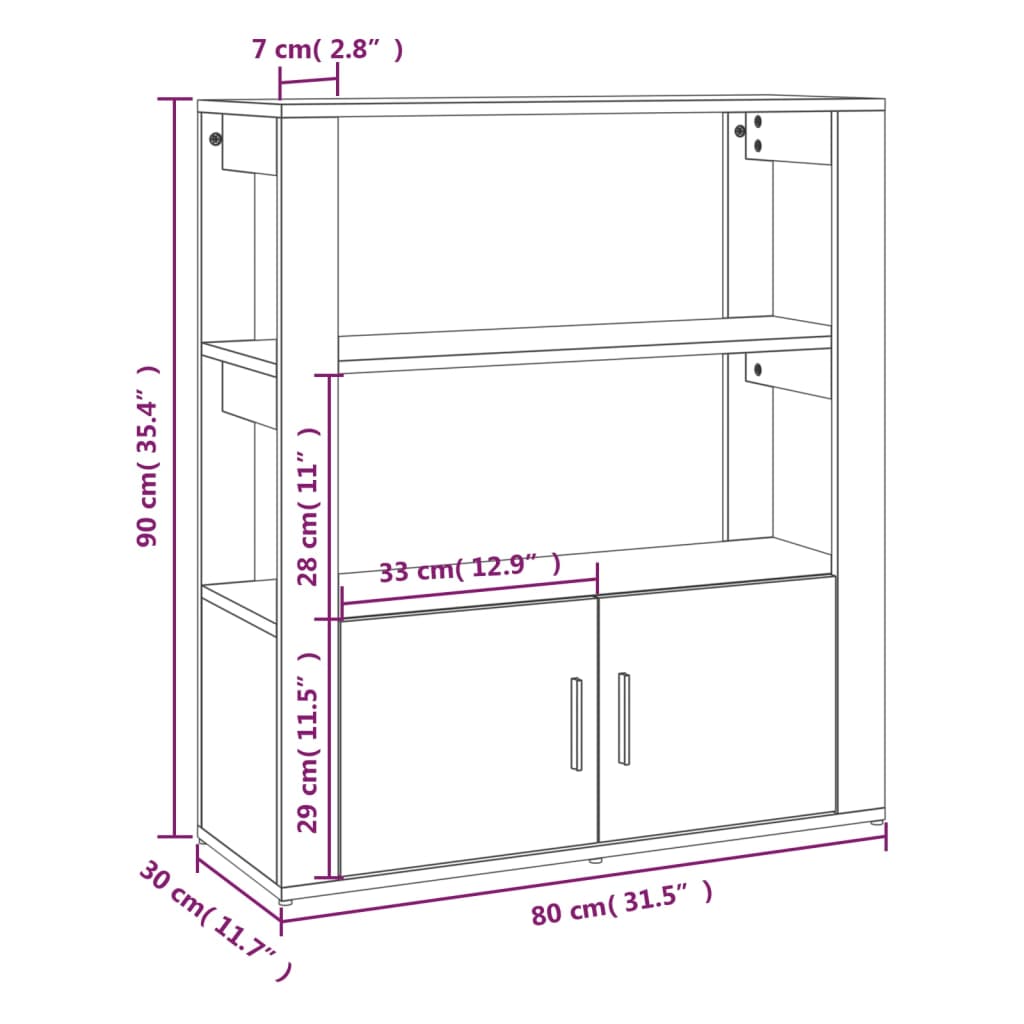 vidaXL Aparador de madera contrachapada blanco 80x30x90 cm