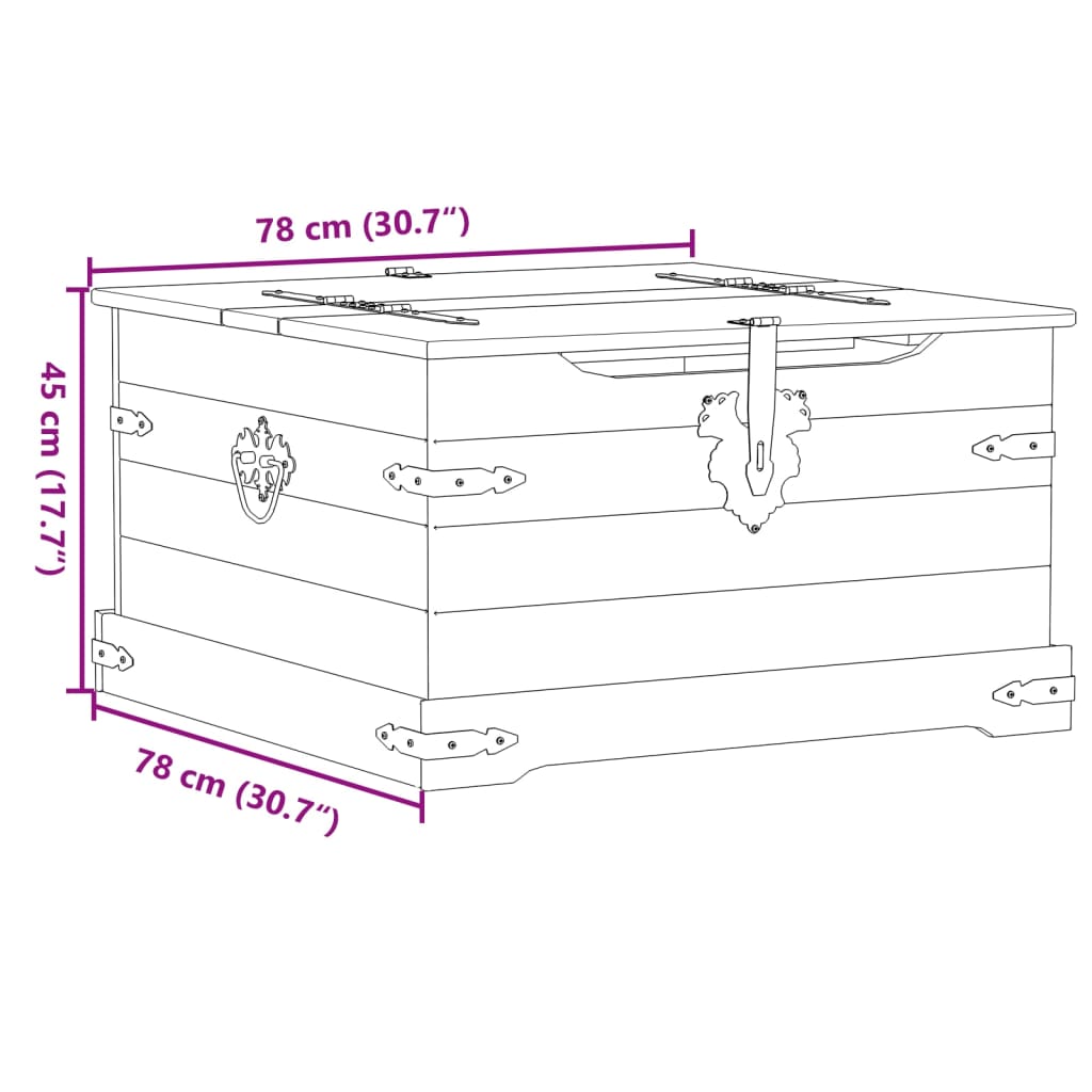 vidaXL Caja de almacenaje Corona madera maciza de pino 78x78x45 cm