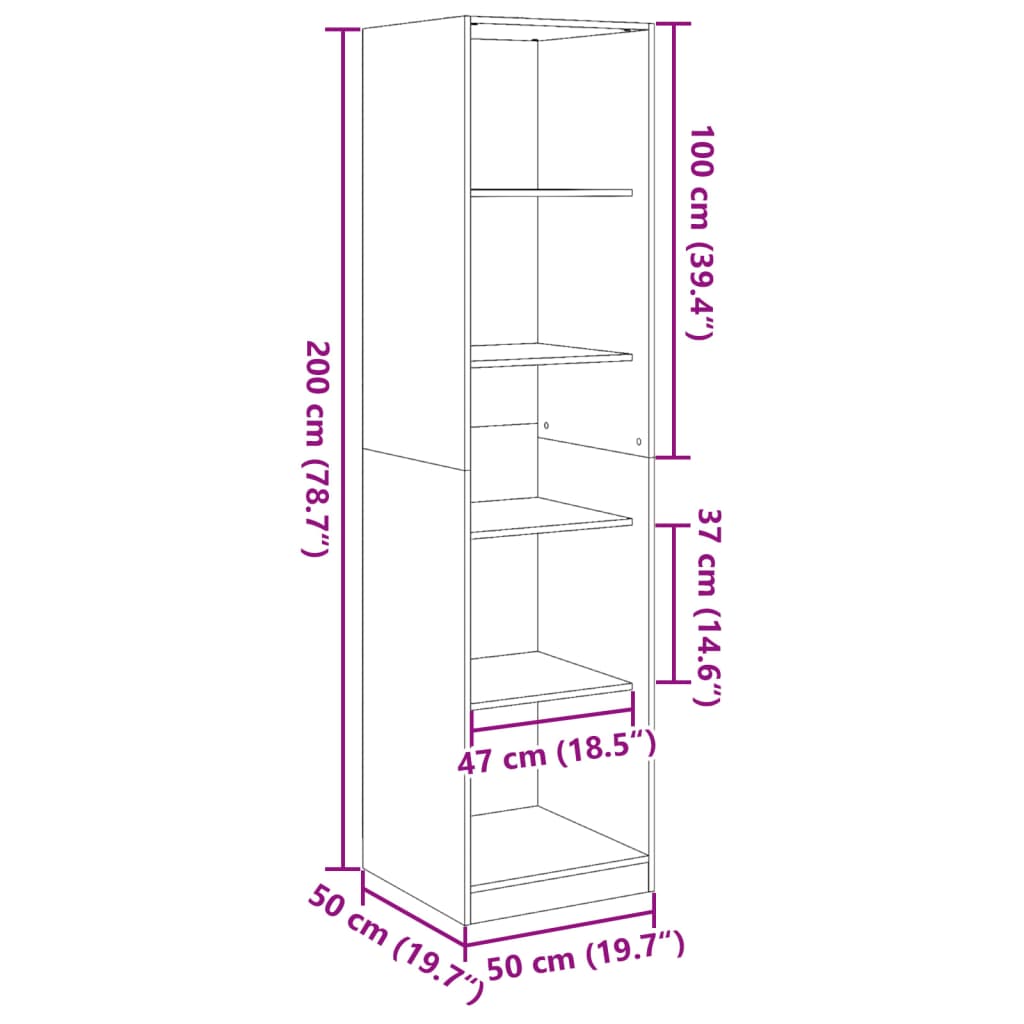 vidaXL Armario de madera contrachapada blanco 50x50x200 cm