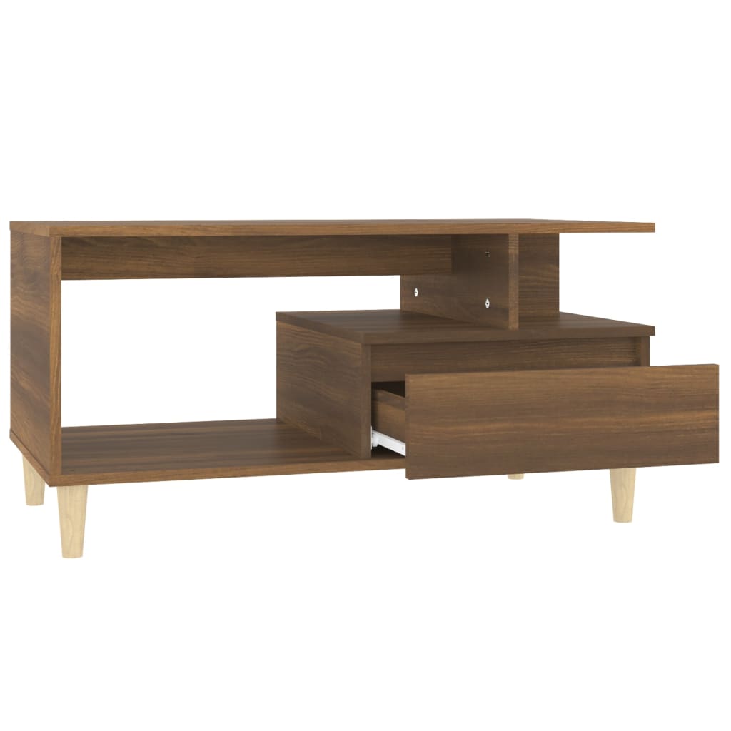 vidaXL Mesa de centro madera contrachapada roble marrón 90x49x45 cm