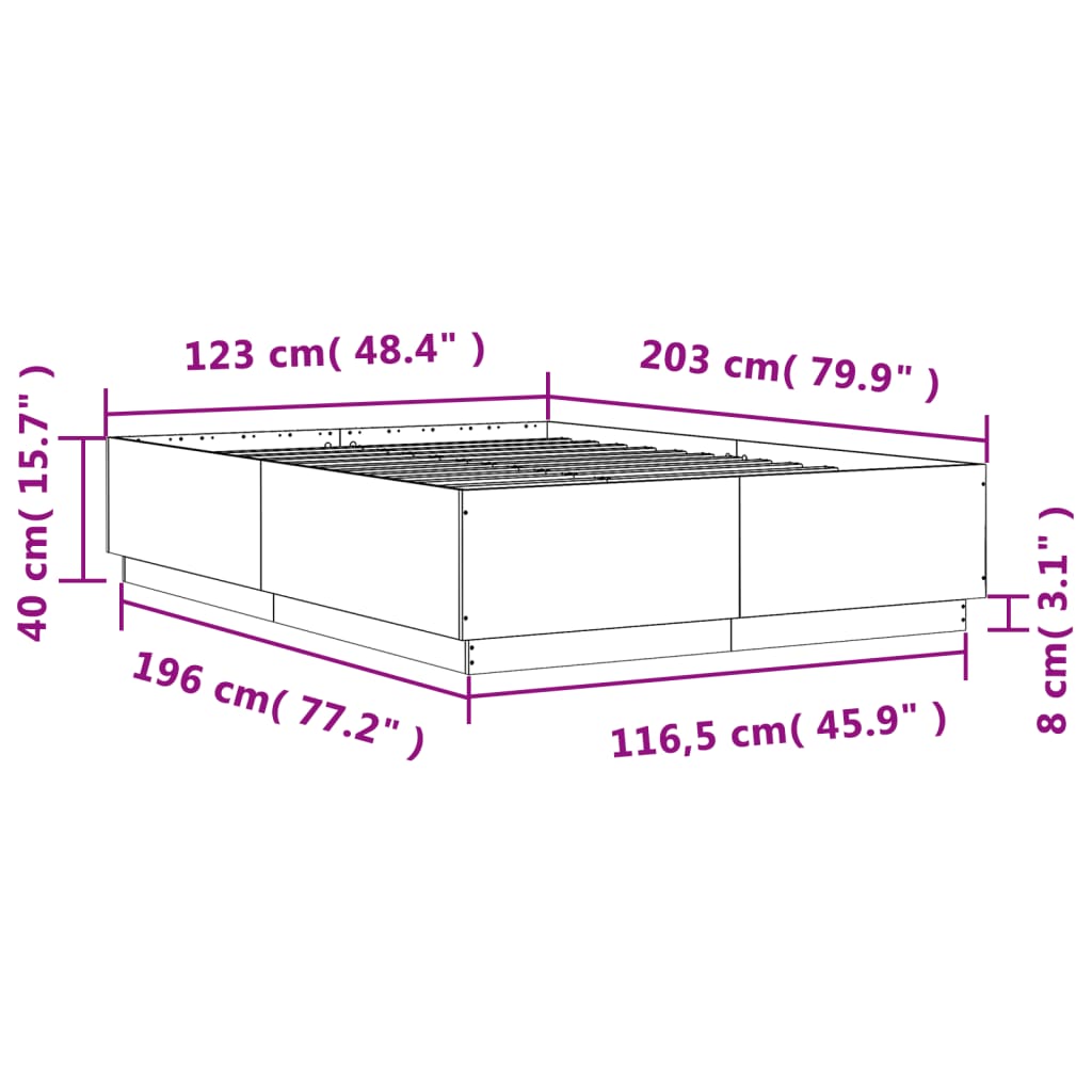 vidaXL Estructura de cama madera de ingeniería gris Sonoma 120x200 cm