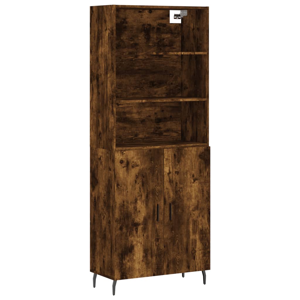 vidaXL Aparador alto madera contrachapada roble ahumado 69,5x34x180 cm