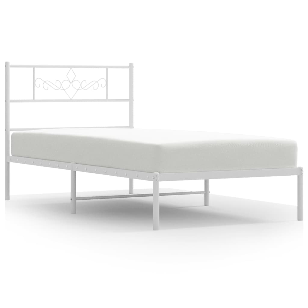 vidaXL Estructura cama sin colchón con cabecero metal blanco 107x203cm