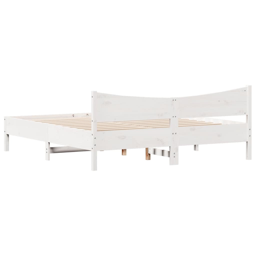 vidaXL Estructura cama cabecero madera maciza pino blanco 180x200 cm