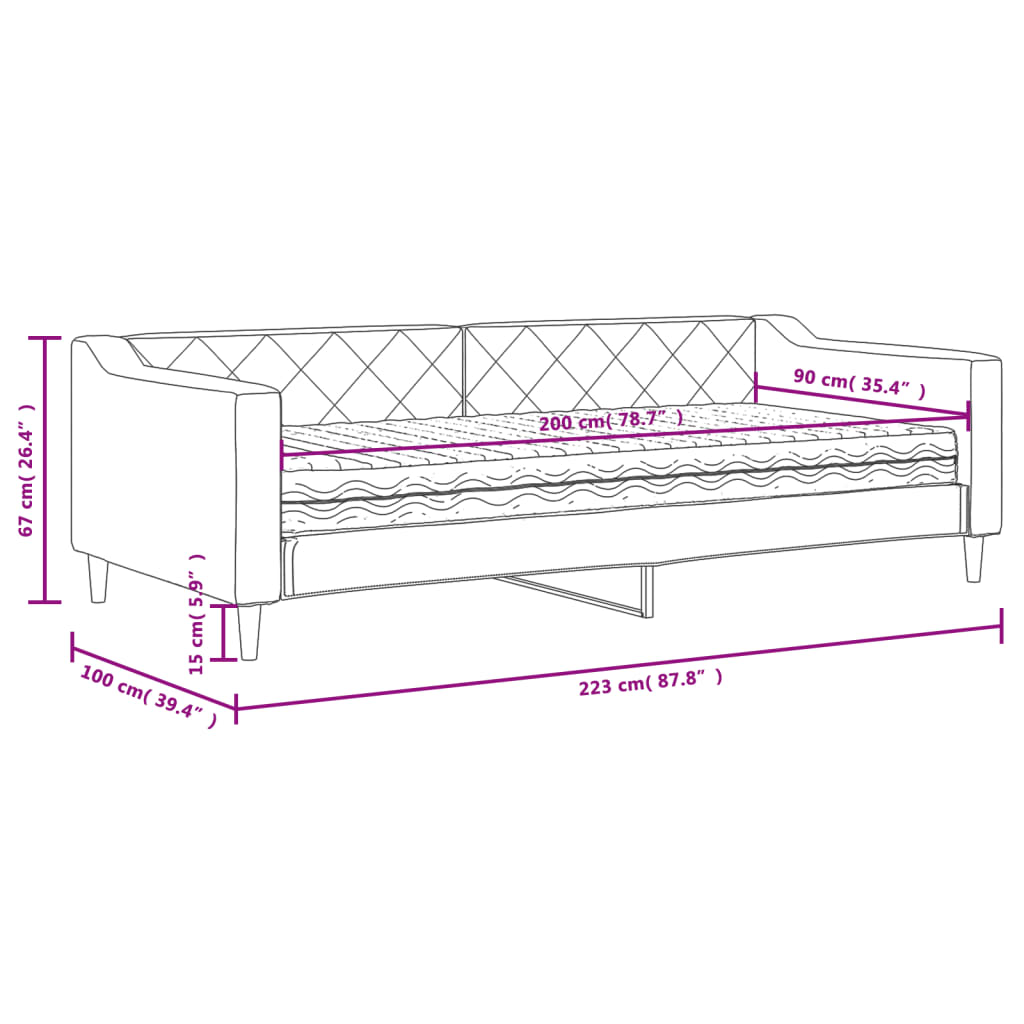 vidaXL Sofá cama con colchón tela crema 90x200 cm