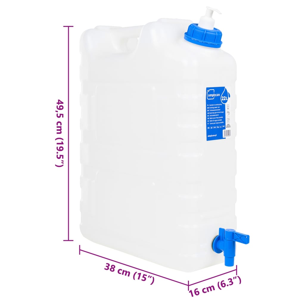 vidaXL Garrafa de agua con grifo y dispensador de jabón plástico 20 l