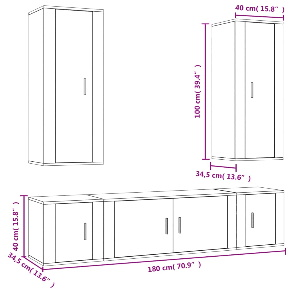 vidaXL Set de muebles para TV 5 pzas madera contrachapada roble marrón