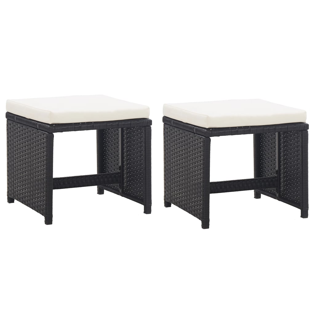 vidaXL Set comedor de jardín 9 piezas y cojines ratán sintético negro